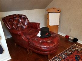 Hickory Furniture Co. leather chair and ottoman and many other men's items