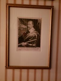 Pair of framed etchings by Sir Anthony Van Dyck