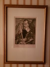 Pair of framed etchings by Sir Anthony Van Dyck