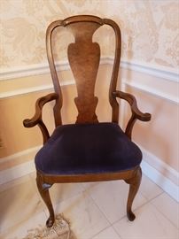 One of a pair of Henredon Furniture Co. Queen Anne style armchairs
