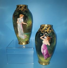 Pair of porcelain hand painted Royal Bonn vases