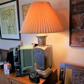Pewter and brass table lamp