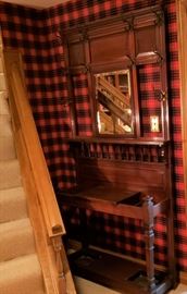 Antique English mahogany hall tree