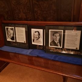 Framed photos and stories of vintage film stars