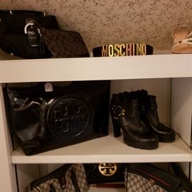 Close up of shoes and purses