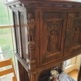 Close up of the French Gothic style cabinet