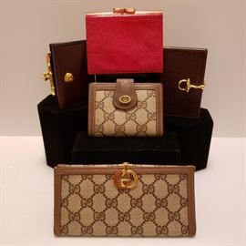 Vintage Gucci and other makers wallets and coin purses