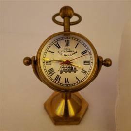 WRS Colombo Rail Regulator 17 jewel brass swivel stand clock