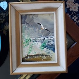 Framed painting of a bird in flight by Morris Katz