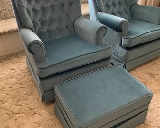 Vintage Blue Arm Chair #2 35x30x33in HxWxD