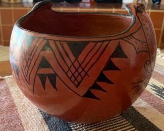 Anita Redbird Native American Frog bowl Maricopa Pueblo 6inH