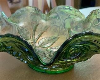 Carnival Glass Ruffled Rose Bowl