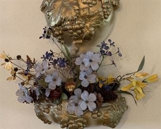 2-pc Ceramic Grape Jar Wall Hanging Floral Arrangement