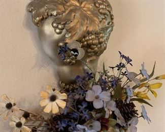 2-pc Ceramic Grape Jar Wall Hanging Floral Arrangement