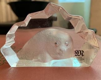 Mats Jonasson Lead Crystal Seal Paperweight