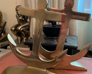 Brass Anchor Bookends