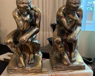 Brass Thinker Bookends