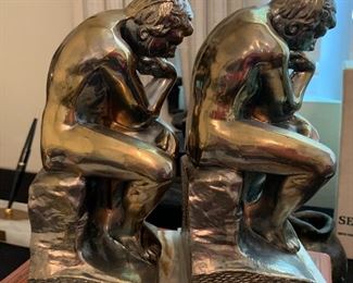 Brass Thinker Bookends