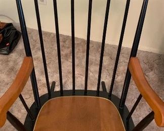 Floral/Fruit Stencil Black Rocking Chair Boston Rocker 40x24x28in HxWxD