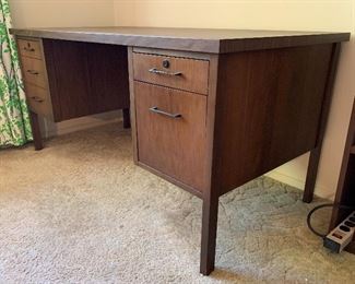 Vintage Walnut Executive Desk MCM 29x60x30in HxWxD