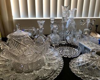 Many American Brilliant Cut Glass Pieces