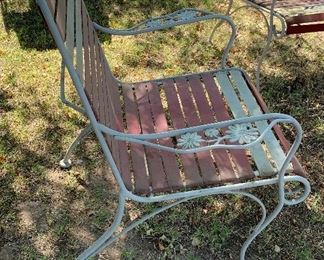Vintage Wrought Iron Patio Table w/ 4 Chairs