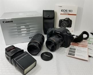 Canon EOS 10D Digital camera with Flash and two zoom lenses     https://ctbids.com/#!/description/share/146088