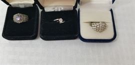 3 sterling silver and 925 rings with cubic zirconia and cut glass https://ctbids.com/#!/description/share/146676
