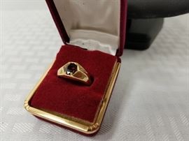 24 Karat H gold electroplate ring with faux ruby gem https://ctbids.com/#!/description/share/146694