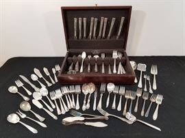 mixed collection of vintage silver plate and stainless steel flatware in flatware box https://ctbids.com/#!/description/share/146725