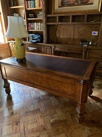 Mahogany leather top office desk. 