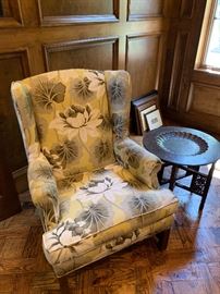 High back, wingback chair. 