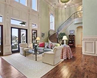 Formal living room furniture, large area rugs,