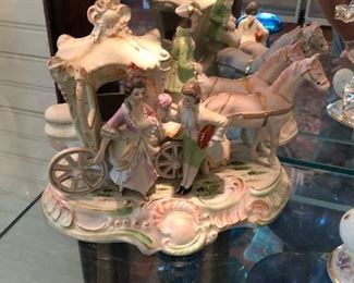 BisqueGerman figurine horse and carriage