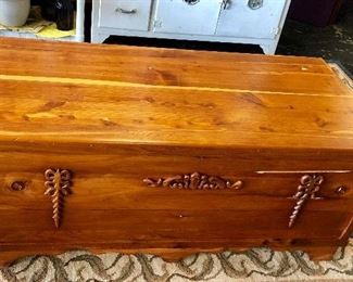 Large Cedar Chest with detailed carvings on front