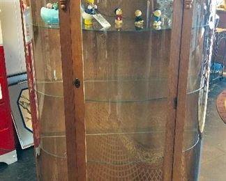 Antique Oak, Bowed Front, Curio Cabinet