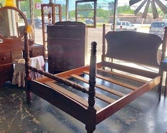Antique Poster Bed, Night Stand, Vanity, and Chest of Drawers