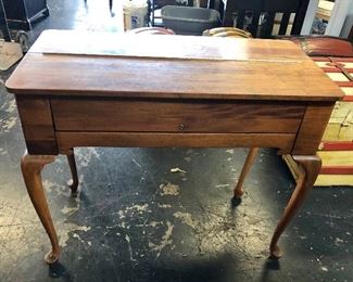 View of Antique Oak Desk with top closed