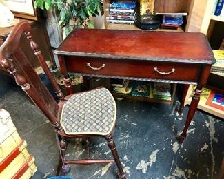 Small Foyer/Side Table with Antique Chair