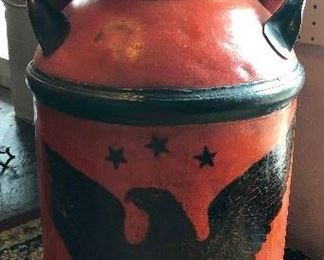 Vintage Painted Milk Can with Original Lid