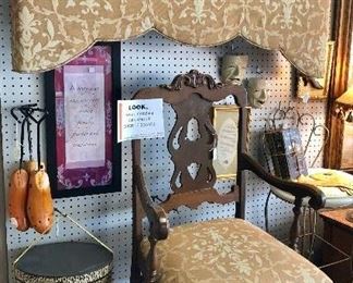 Vintage Cornice Board with Matching Antique Upholstered Chair