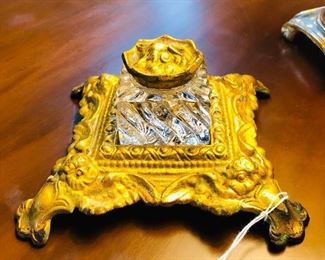 Antique Ink Well and Base