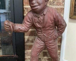Vintage cast iron unpainted lawn jockey “Jocko” African-Americana, RARE. Do you know the story of Jocko Graves?  