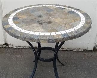 Wrought Iron - Stone Tile Top Patio Table
