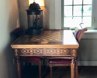Amazing RENZO ROMAGNOLI Italian Inlaid wood game table & chairs