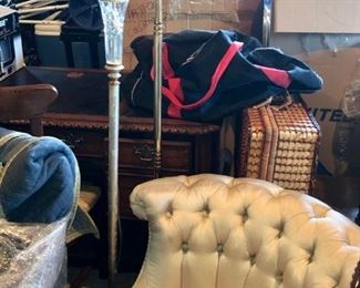 Satin Chesterfield Slipper chair