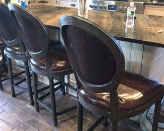 SIX leather counter height bar chairs