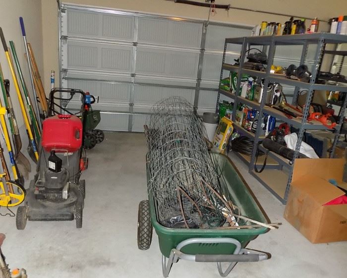 Assorted Yard Tools, Wheelbarrow, Lawn Mower, Fencing and More...