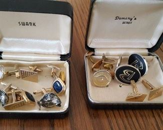 Assortment of men's cuff links, tie tacks, pins and more!