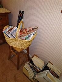 quilting magazines and basket